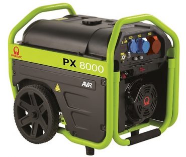 PRAMAC PX8000 GENERATORE DI CORRENTE A BENZINA TRIFASE ELETTRICO AVR KIT RUOTE TRASPORTO kW 5